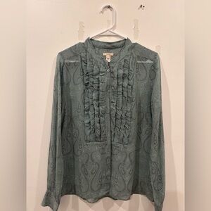 J. Crew Light Blue Paisley Blouse, Sheer, from 2010 catalog. Gorgeous, like new!